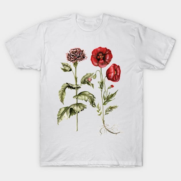 Carnation and Poppies T-Shirt by ShealeenLouise